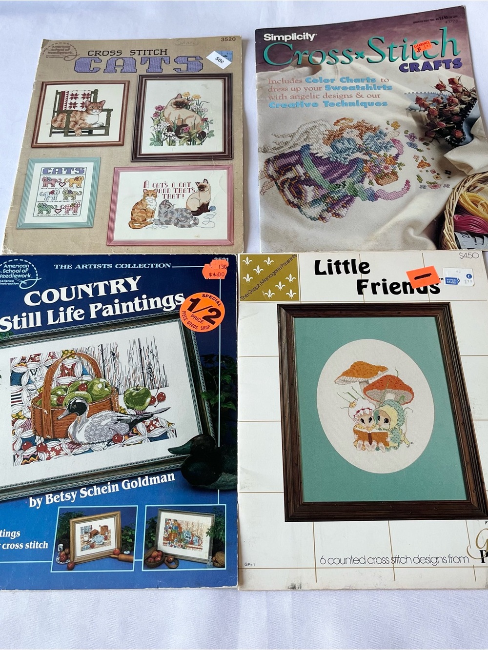 8 Vintage Cross Stitch Pattern Booklets 1980s And 1990s With 2 Added Craft Books